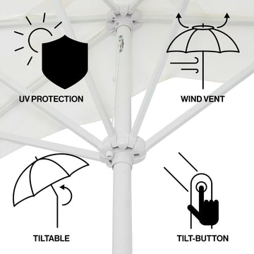 Beverly 9 ft. Designer Classic Scalloped Fringe Half Market Patio Umbrella